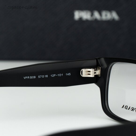Prada Men Eyeglasses Matte Black Clear Rectangle PRB09V 12P1O1 NEW AUTHENTIC - Picture 6 of 9